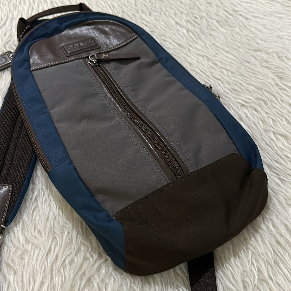 Coach Men’s Crossbody Sling Bag Nylon and Leather C1376-f70834 - Picture 5 of 10